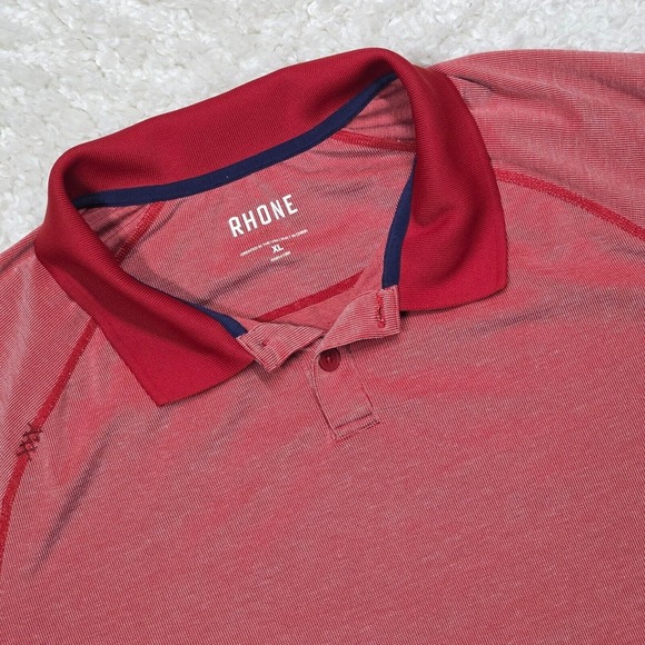 Rhone Polo Shirt Mens XL Red Short‎ Sleeve Pullover Stretch Performance Golf - Picture 1 of 11
